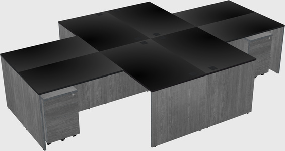 Quad l-shaped office desks