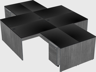 Quad l-shaped office desks