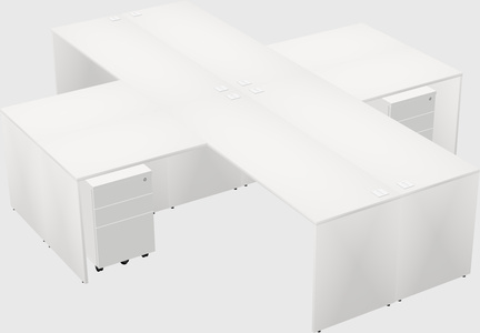Bureaux de bureau quadruples en forme de l