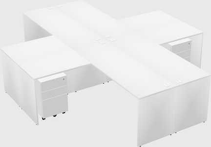 Bureaux de bureau quadruples en forme de l
