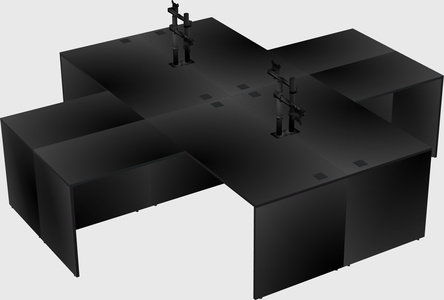 Quad l-shaped office desks