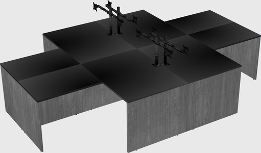 Quad l-shaped office desks