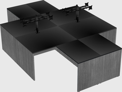 Quad l-shaped office desks