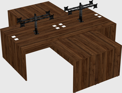Quad l-shaped office desks