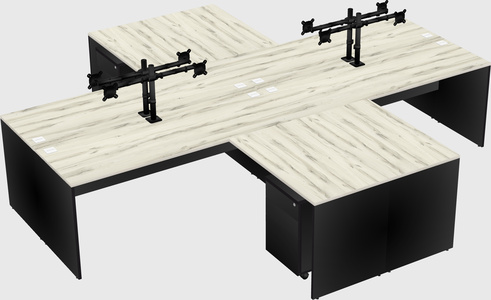 Quad l-shaped office desks