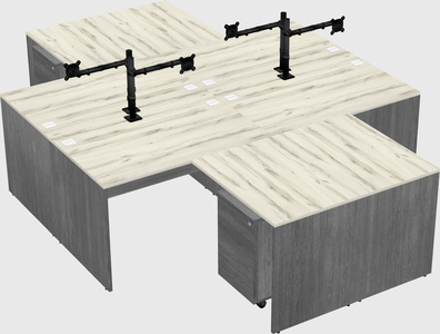 Quad l-shaped office desks