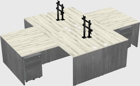Quad l-shaped office desks