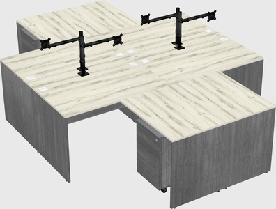 Quad l-shaped office desks
