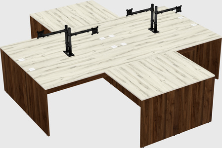 Quad l-shaped office desks