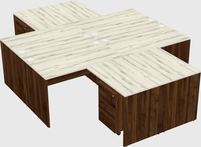 Quad l-shaped office desks