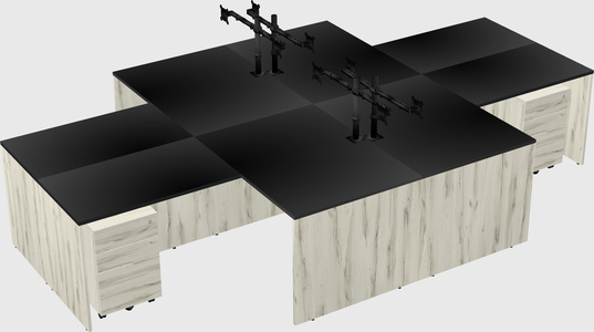 Quad l-shaped office desks