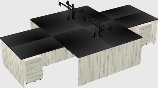 Quad l-shaped office desks