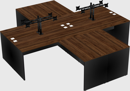 Quad l-shaped office desks