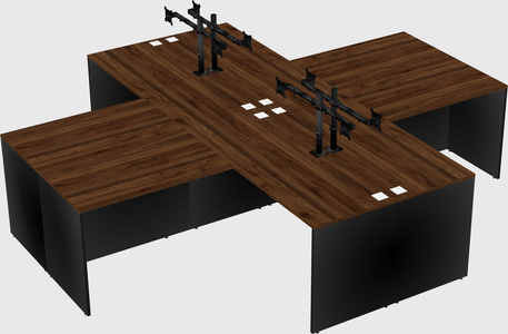 Quad l-shaped office desks