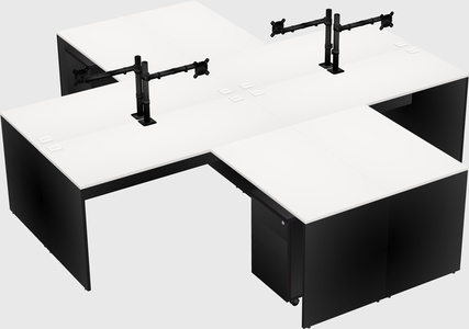 Quad l-shaped office desks