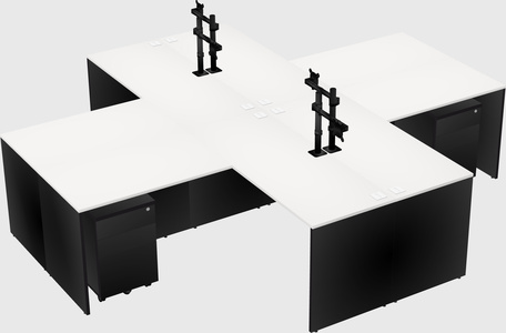 Quad l-shaped office desks
