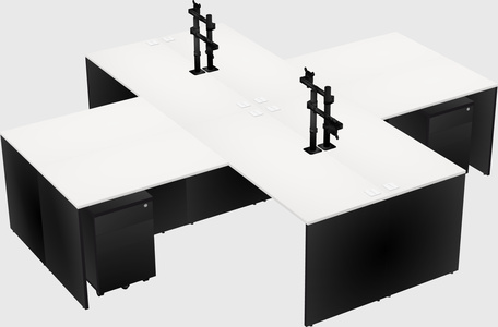 Quad l-shaped office desks
