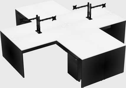 Quad l-shaped office desks