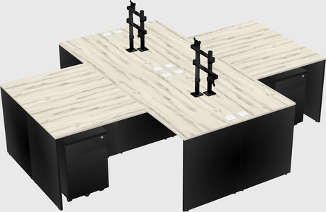 Quad l-shaped office desks