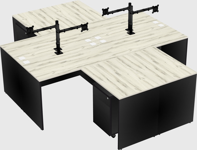 Quad l-shaped office desks