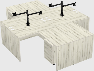 Quad l-shaped office desks
