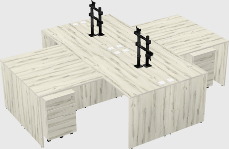 Quad l-shaped office desks