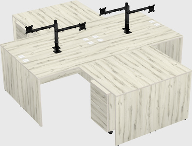 Quad l-shaped office desks