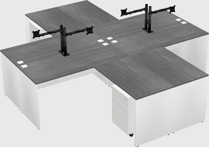 Quad l-shaped office desks