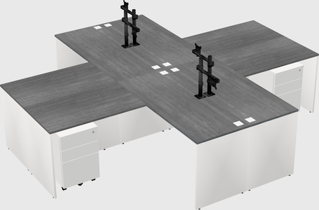 Quad l-shaped office desks