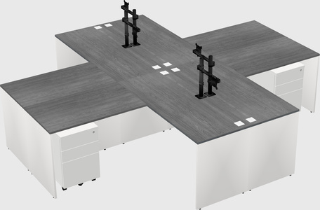 Quad l-shaped office desks