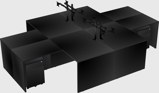 Quad l-shaped office desks