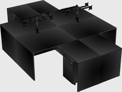 Quad l-shaped office desks
