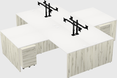 Quad l-shaped office desks