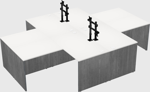 Quad l-shaped office desks