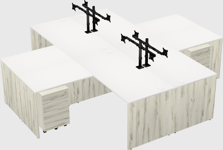Quad l-shaped office desks
