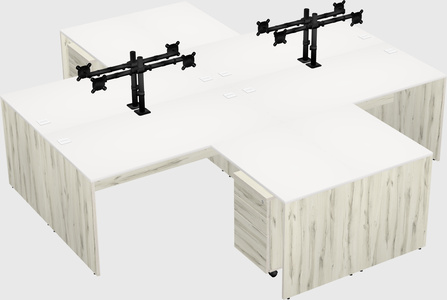 Quad l-shaped office desks