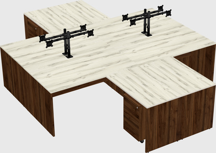 Quad l-shaped office desks
