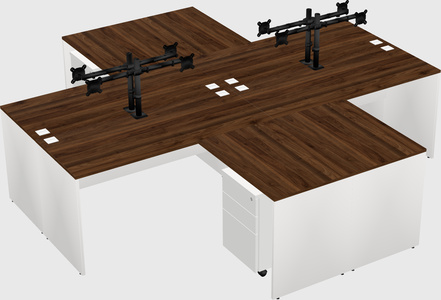 Quad l-shaped office desks