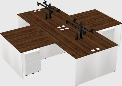 Quad l-shaped office desks