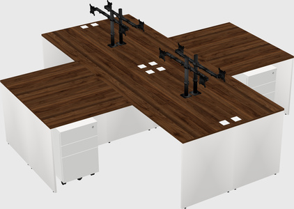 Quad l-shaped office desks