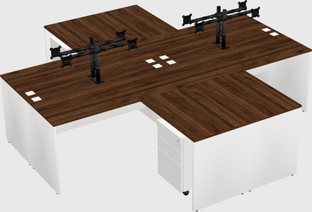 Quad l-shaped office desks