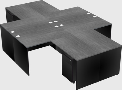 Quad l-shaped office desks