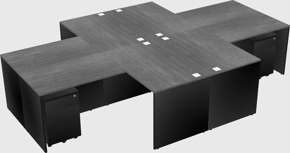 Quad l-shaped office desks