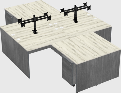 Quad l-shaped office desks