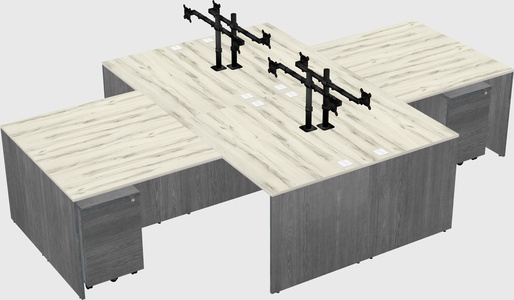Quad l-shaped office desks