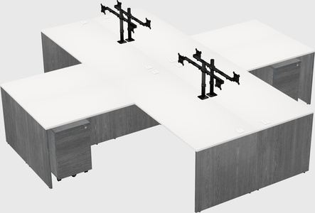 Quad l-shaped office desks