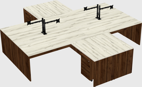 Quad l-shaped office desks