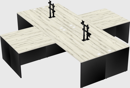 Bureaux de bureau quadruples en forme de l
