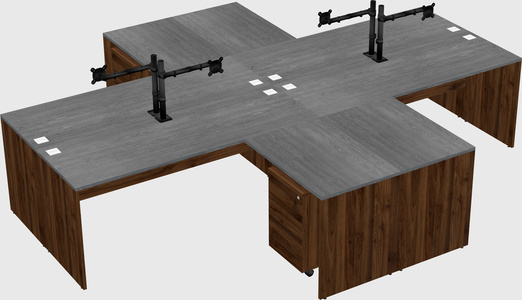 Quad l-shaped office desks