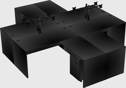 Quad l-shaped office desks